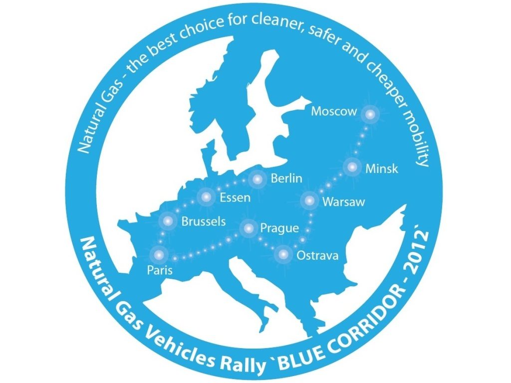 Logotyp rajdu Blue Corridor 2012 dla pojazdów na gaz ziemny i skroplony metan