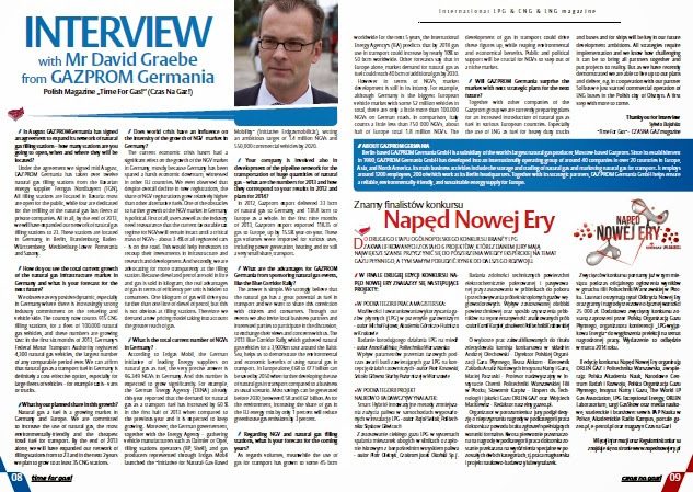 Publikacja prasowa z wywiadami przedstawicieli Gazpromu dla Czas na Gaz