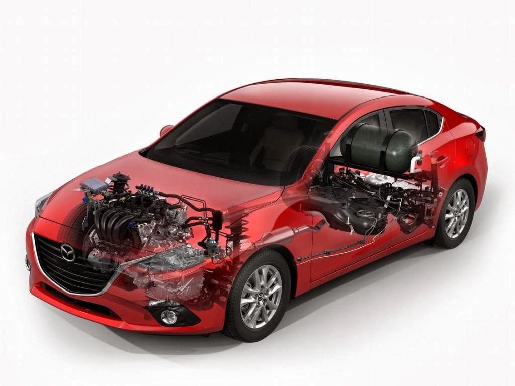 Mazda 3 Skyactiv CNG – widok z przodu nowego sedana zasilanego CNG