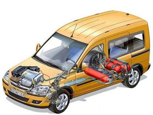 Schemat techniczny instalacji CNG w Oplu Combo 1.6 turbo
