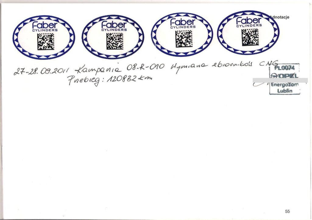 Naklejki identyfikacyjne nowych zbiorników Faber z kodami QR