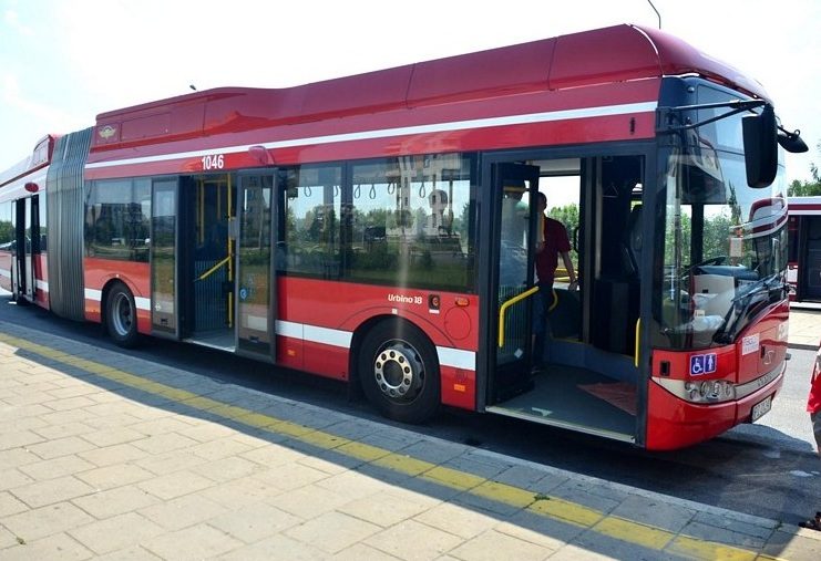 Przegubowiec Solaris Urbino 18 CNG podczas testów w Radomiu