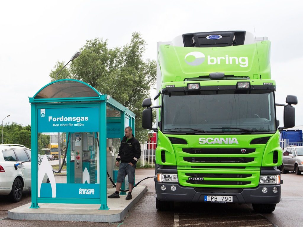 Scania P340 CNG zielony ciężarówka zasilana gazem Euro 6
