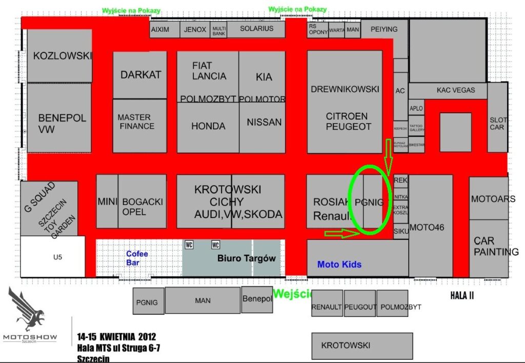 Mapa lokalizacji stanowiska CNG na MotoShow Szczecin 2012